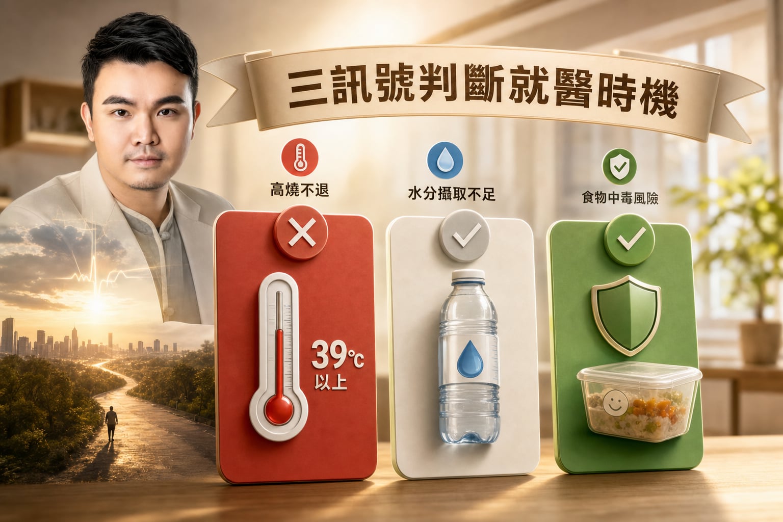 段落插圖：段落3：居家處理 vs 立即就醫的判斷邏輯