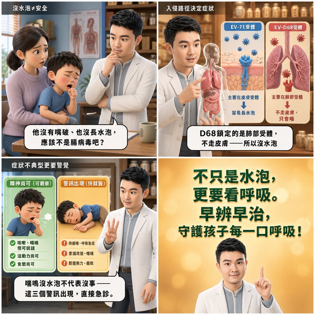 腸病毒D68疫情警示:呼吸道症狀為主,3大神經警訊不容輕忽 4 格漫畫