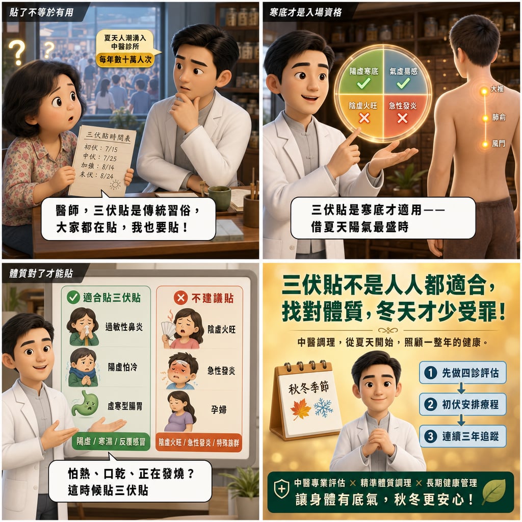 三伏貼熱潮再起：中醫師點名4大適用族群，錯誤體質貼了恐適得其反 4 格漫畫