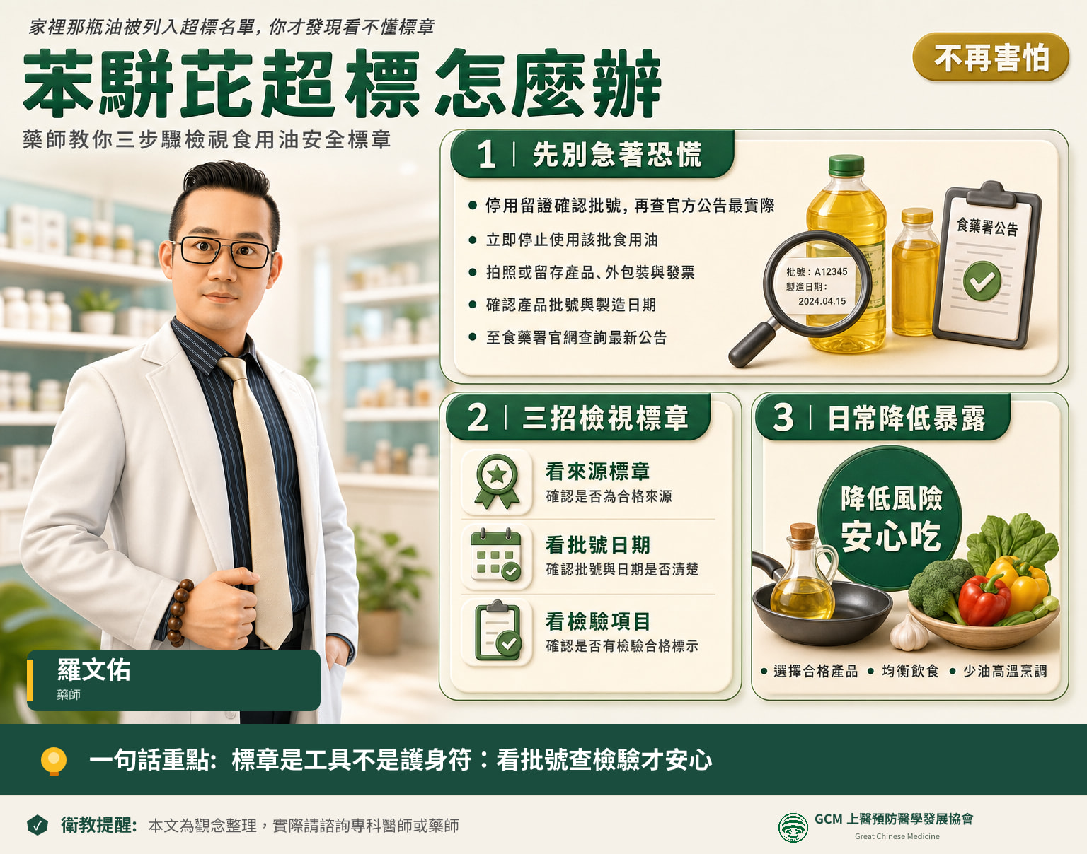 苯駢芘超標事件延燒！藥師教你如何檢視食用油安全標章 示意圖