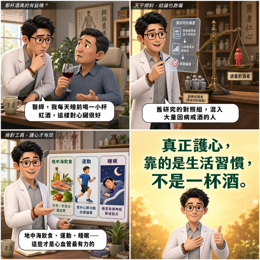 最新研究推翻「小酌有益心臟」說法 酒精安全攝取量為零 4 格漫畫